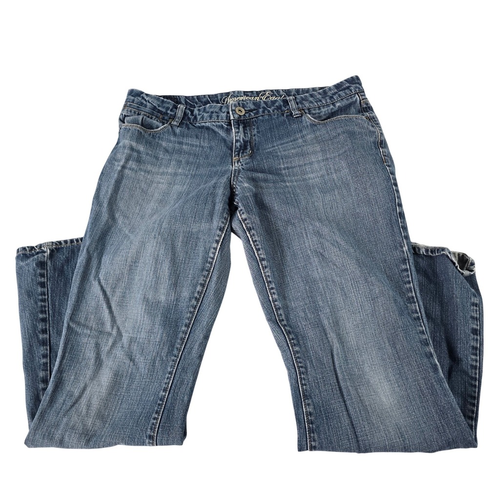 American Eagle Real Flare Jeans Womens 14‎ Regular Medium Wash Blue Low Rise